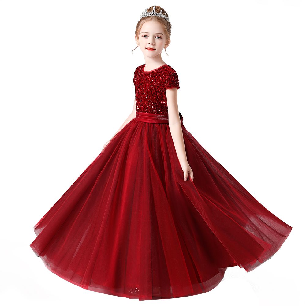 Vestido rojo largo con lentejuelas - Imagen 3