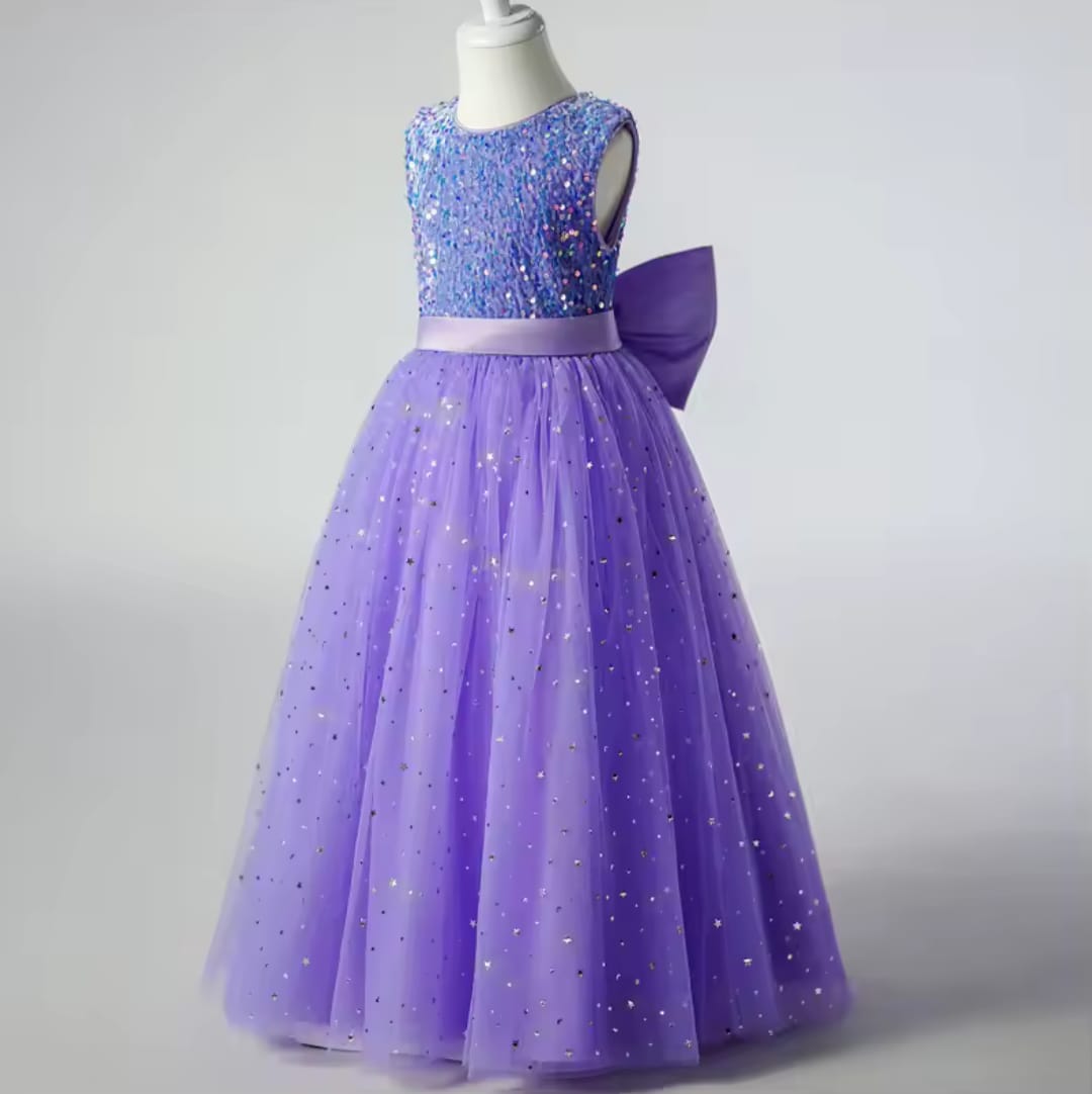 Vestido lila con lentejuelas largo - Imagen 2