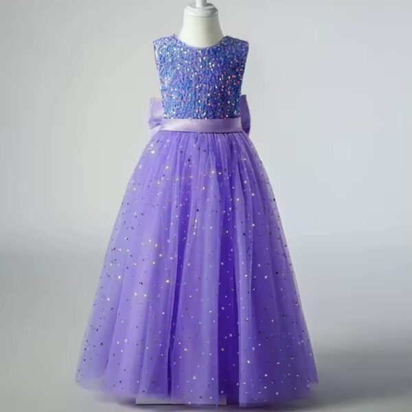 Vestido lila con lentejuelas largo