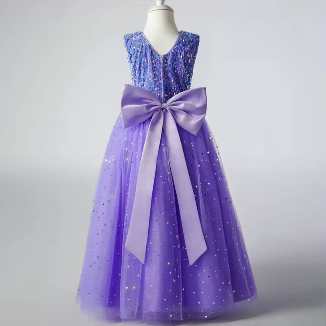 Vestido lila con lentejuelas largo - Imagen 3